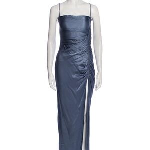 Shona Joy Blue Ruched Sheath Dress with Spaghetti Straps